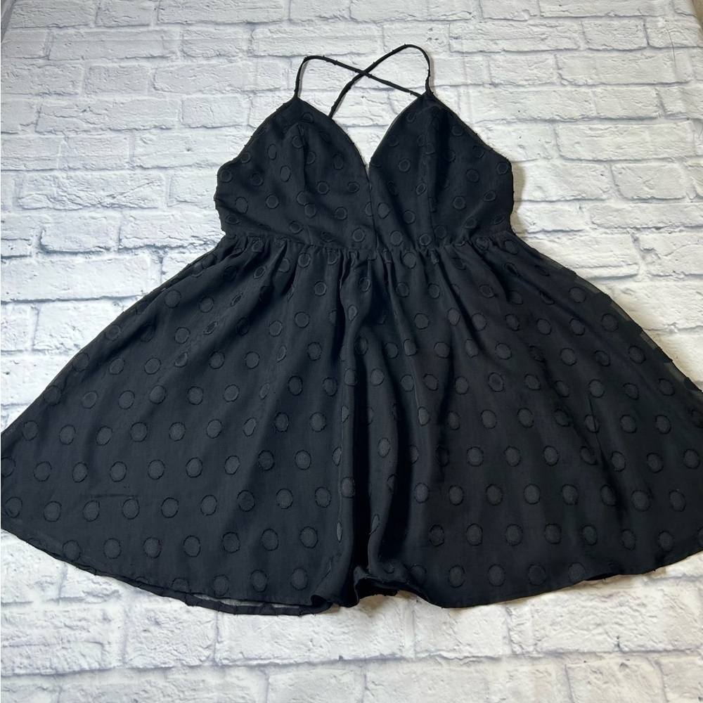 Molly Green Chic Black Mini Sundress w/Criss Cross Back. Size Large. - Picture 6 of 9